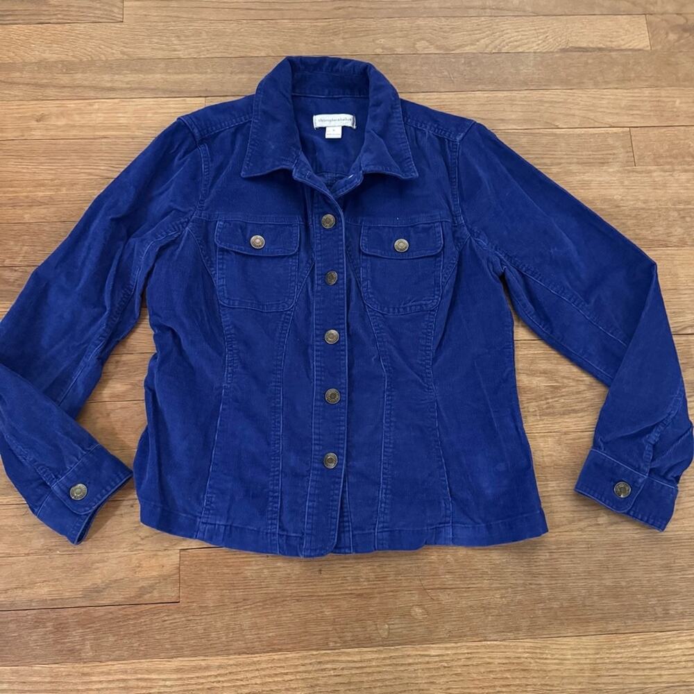 Christopher & Banks electric blue six snap corduroy junior size small S b51